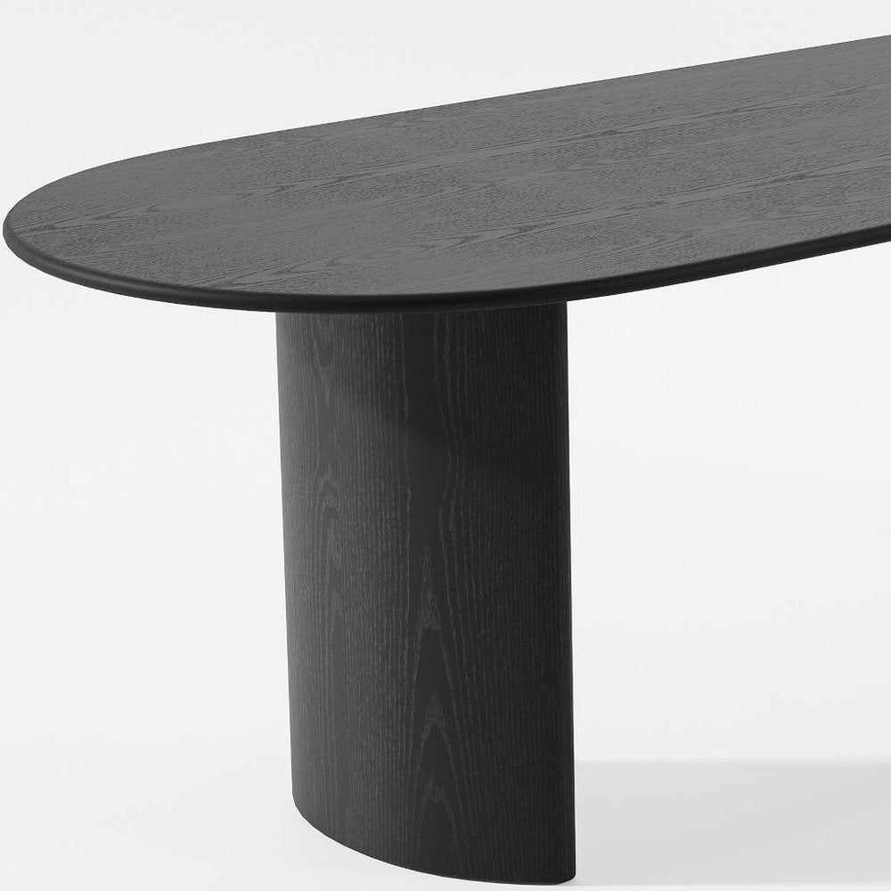 Black Solid Wood Double Pedestal Base Oval Dining Table - 79-inch