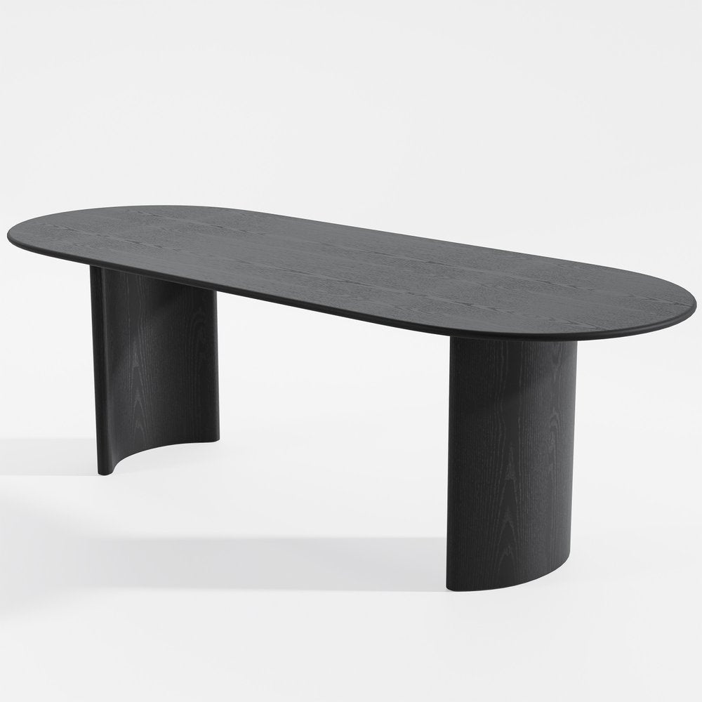 Black Solid Wood Double Pedestal Base Oval Dining Table - 79-inch