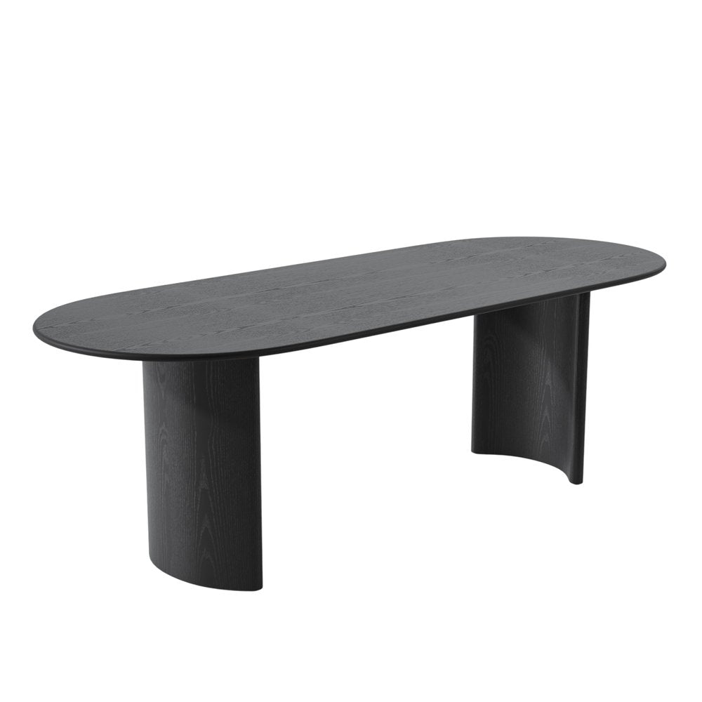 Black Solid Wood Double Pedestal Base Oval Dining Table - 79-inch