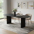 Black Solid Wood Double Pedestal Base Oval Dining Table - 79-inch