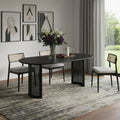 Black Solid Wood with Rattan Double Pedestal Base Oval Dining Table - 79-inch