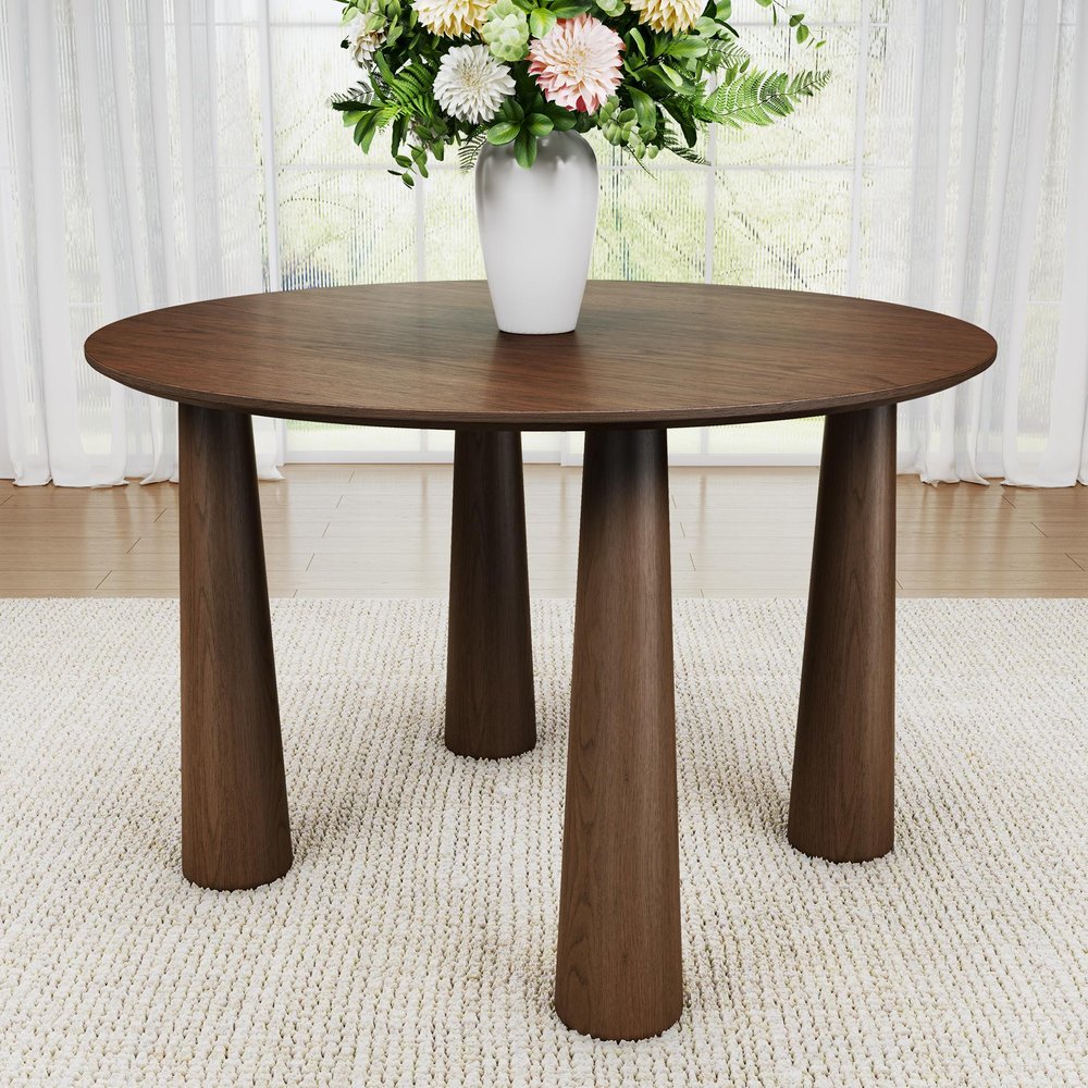 Walnut Solid Wood Round Top Dining Table - 52-inch