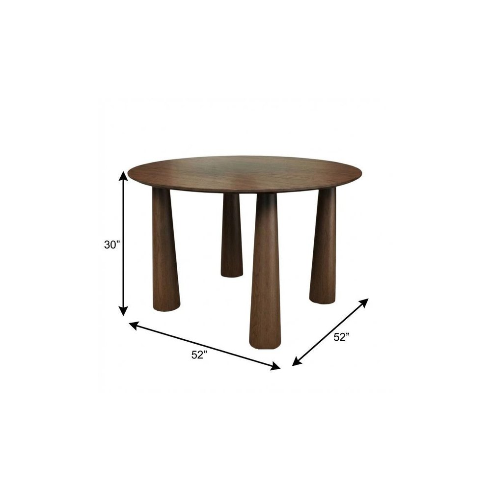 Walnut Solid Wood Round Top Dining Table - 52-inch