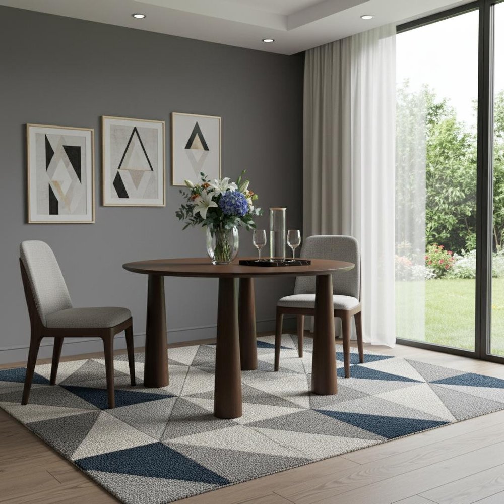 Walnut Solid Wood Round Top Dining Table - 52-inch