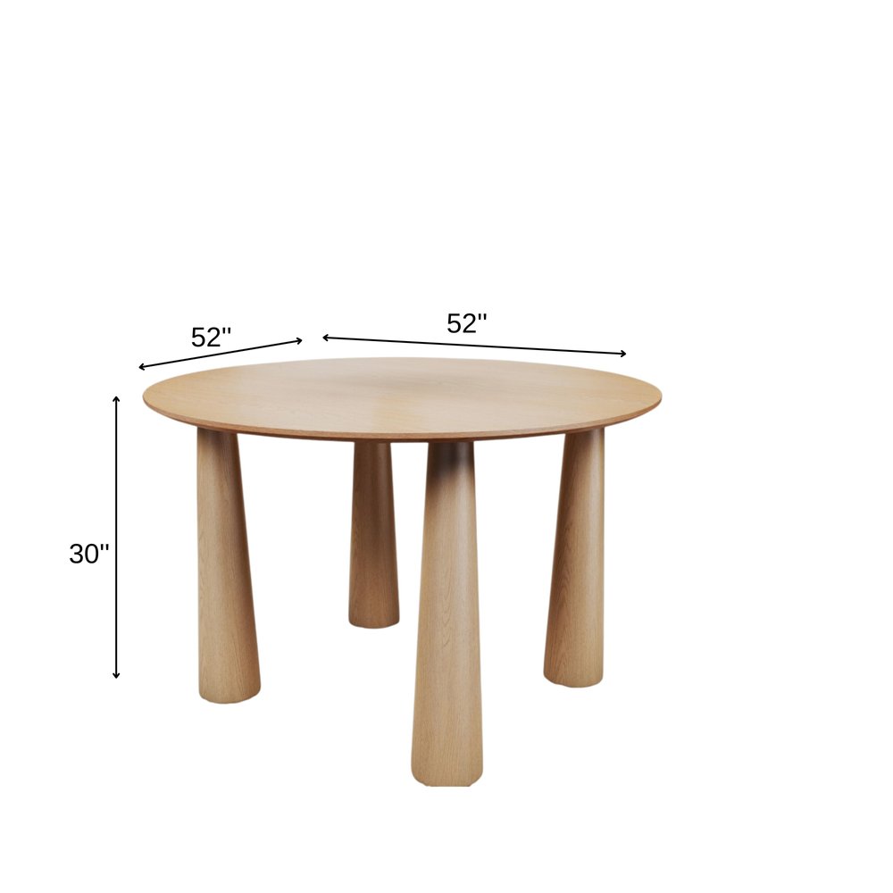 Natural Wood Round Top Dining Table - 52-inch