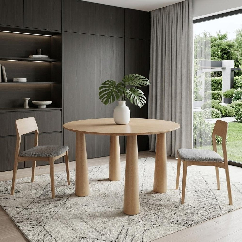 Natural Wood Round Top Dining Table - 59-inch
