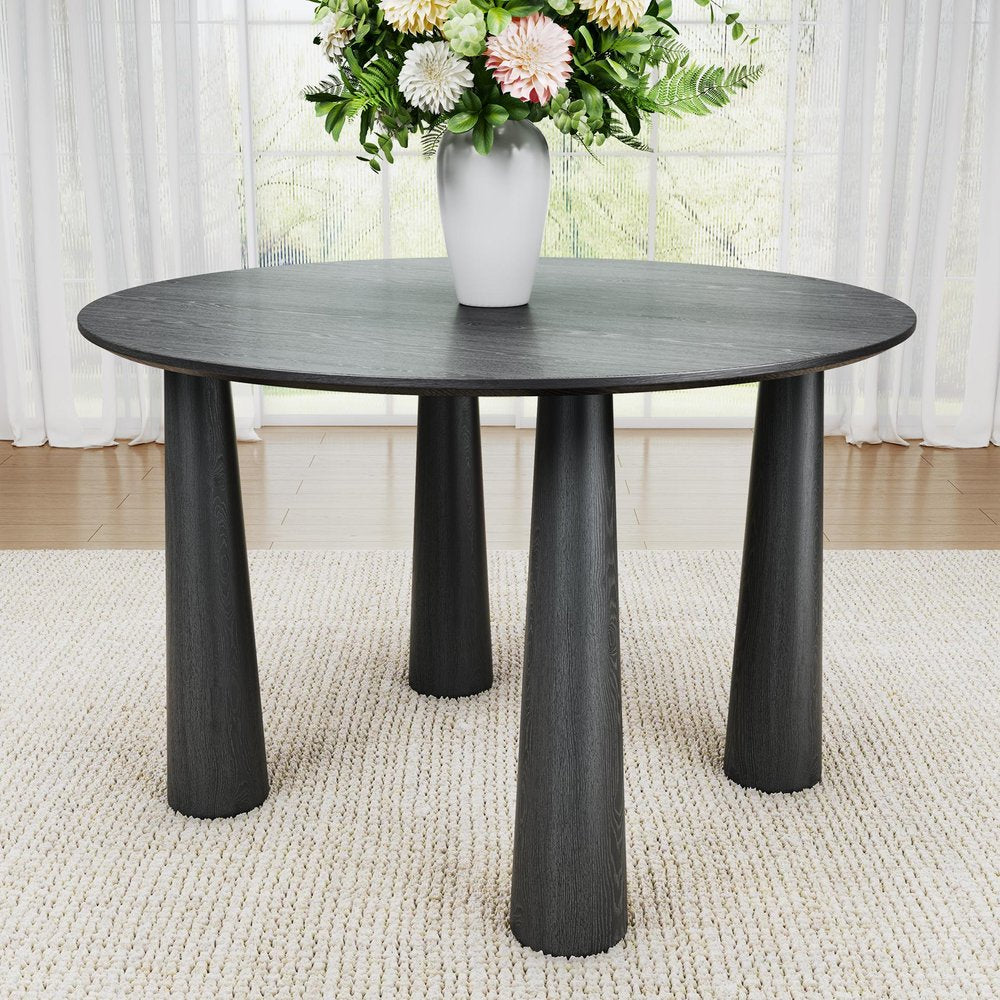 Black Solid Wood Oval Dining Table - 67-inch