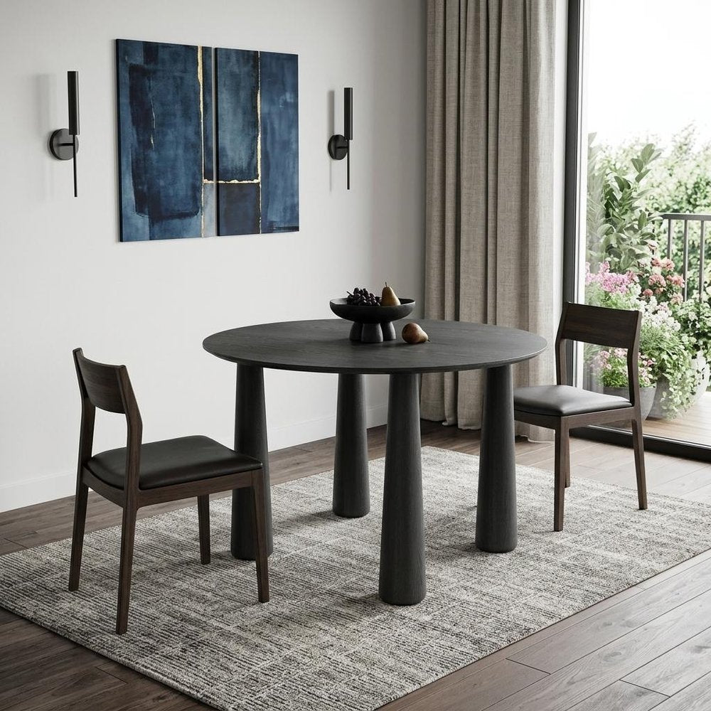 Black Solid Wood Oval Dining Table - 67-inch