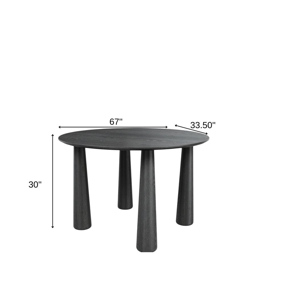 Black Solid Wood Oval Dining Table - 67-inch