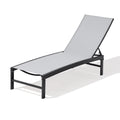 Light Gray Metal Five Position Adjustable Outdoor Chaise Lounge