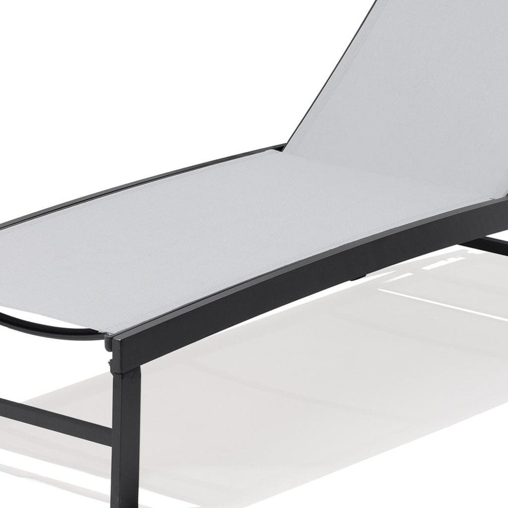 Light Gray Metal Five Position Adjustable Outdoor Chaise Lounge