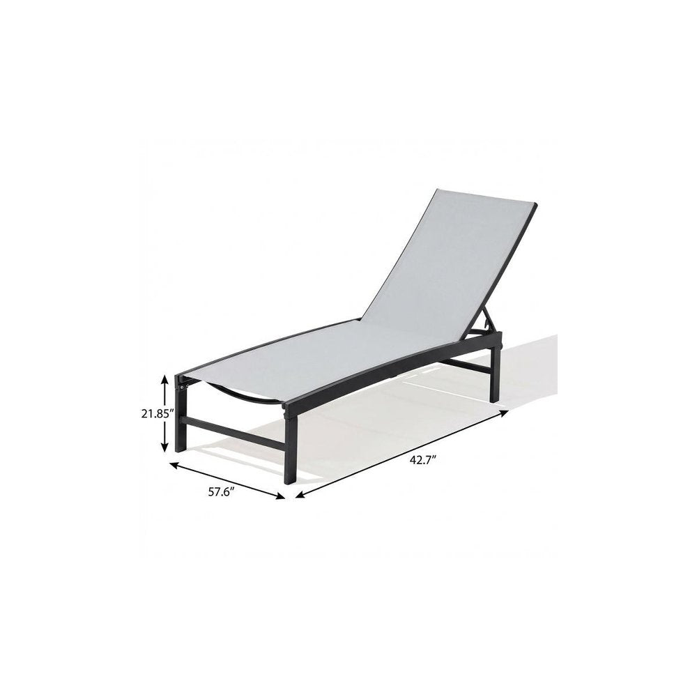 Light Gray Metal Five Position Adjustable Outdoor Chaise Lounge