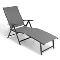 Gray Aluminum Eight Position Adjustable Outdoor Folding Chaise Lounge