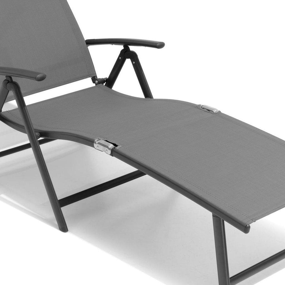Gray Aluminum Eight Position Adjustable Outdoor Folding Chaise Lounge