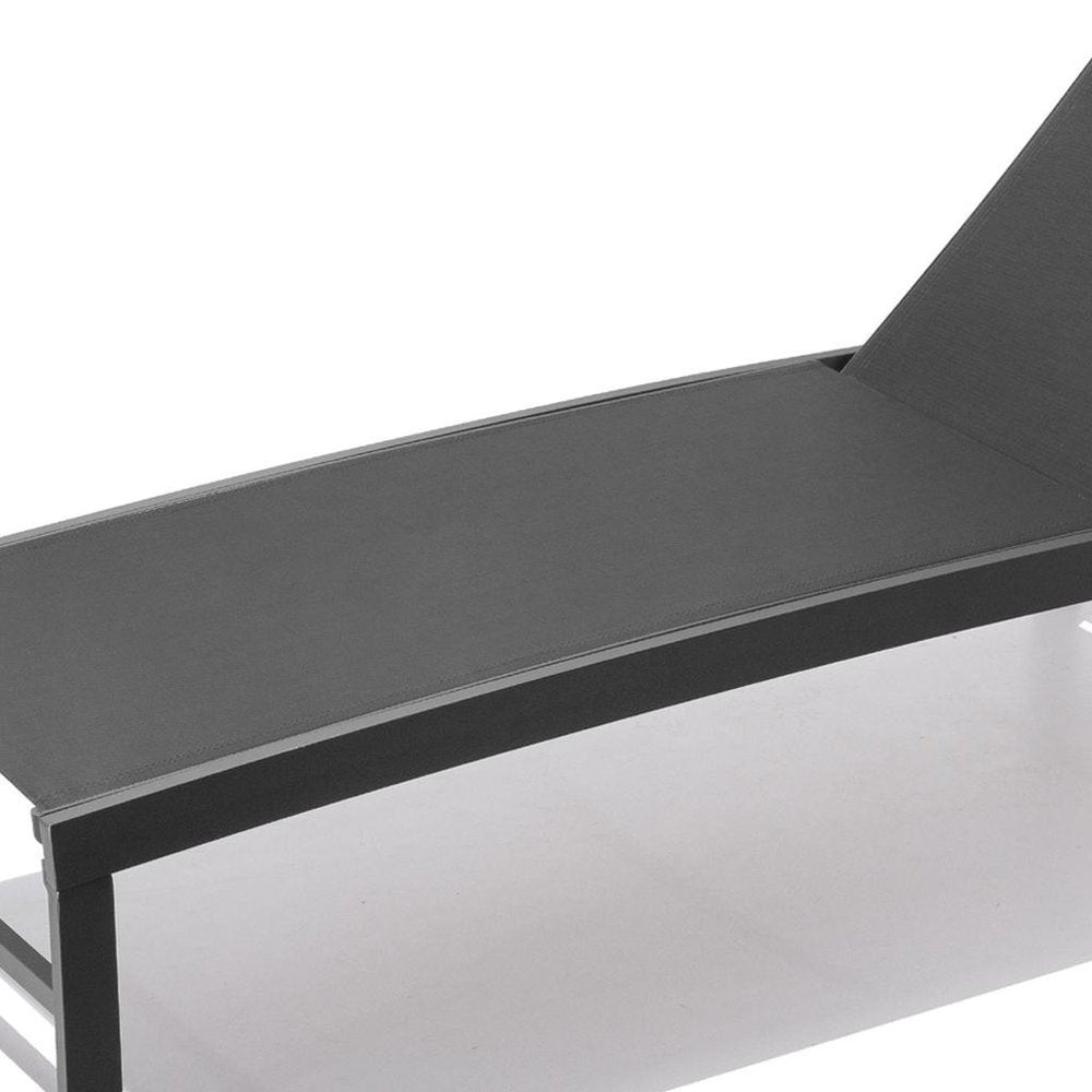 Black Aluminum Six Position Adjustable Outdoor Chaise Lounge - 60-inch