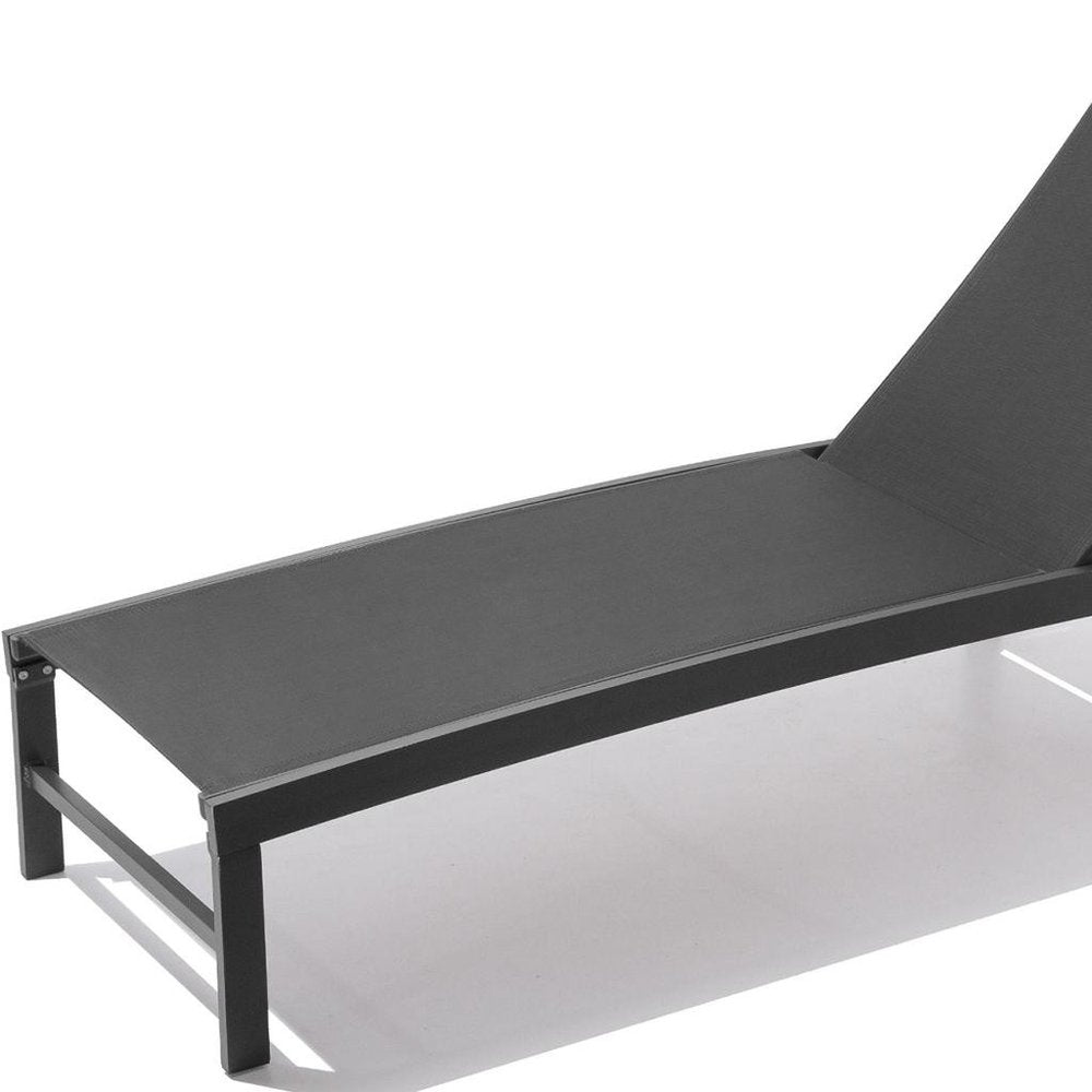 Black Aluminum Six Position Adjustable Outdoor Chaise Lounge - 60-inch