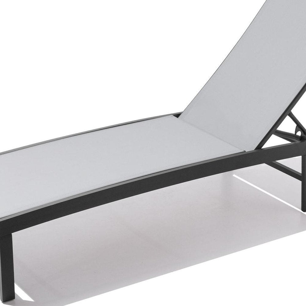 Light Gray Aluminum Six Position Adjustable Outdoor Chaise Lounge
