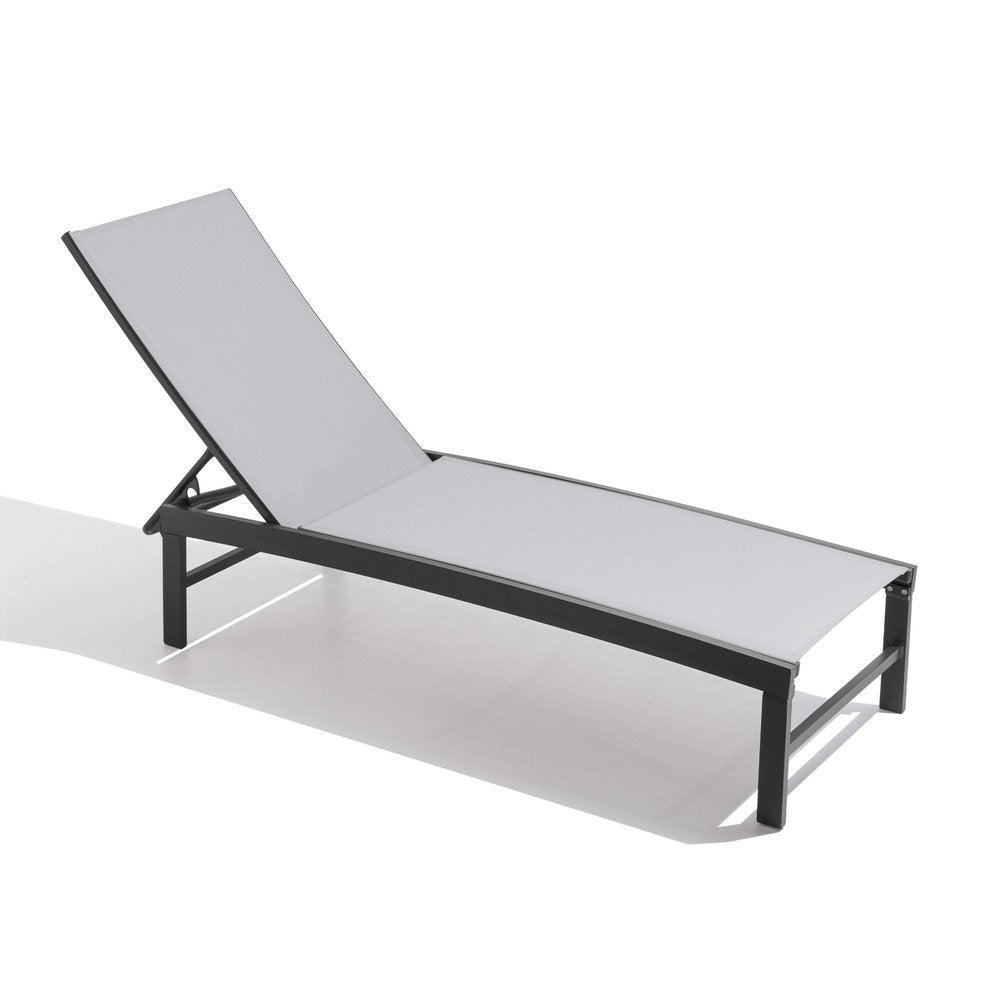 Light Gray Aluminum Six Position Adjustable Outdoor Chaise Lounge