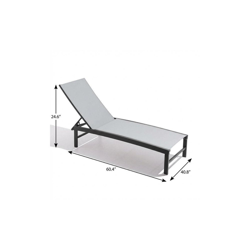 Light Gray Aluminum Six Position Adjustable Outdoor Chaise Lounge