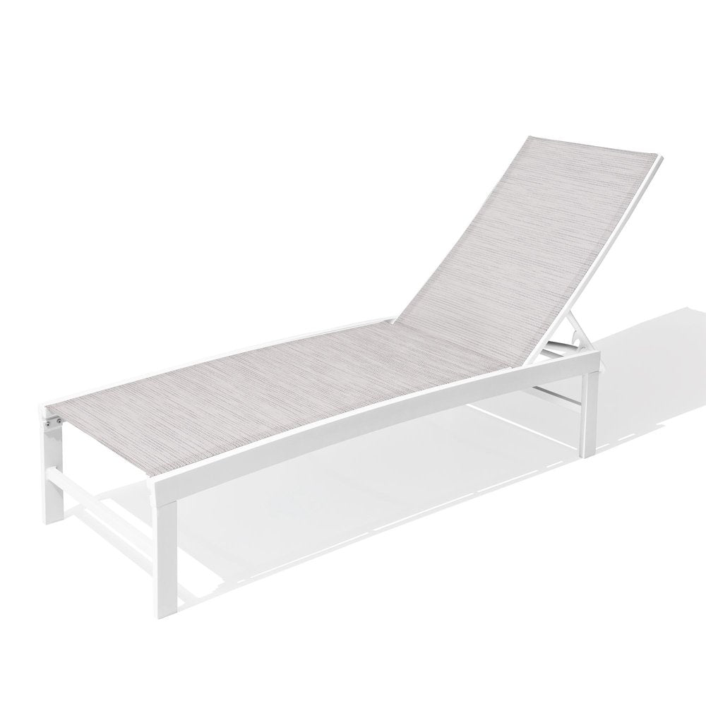Silver Aluminum Six Position Adjustable Outdoor Chaise Lounge - 60-inch