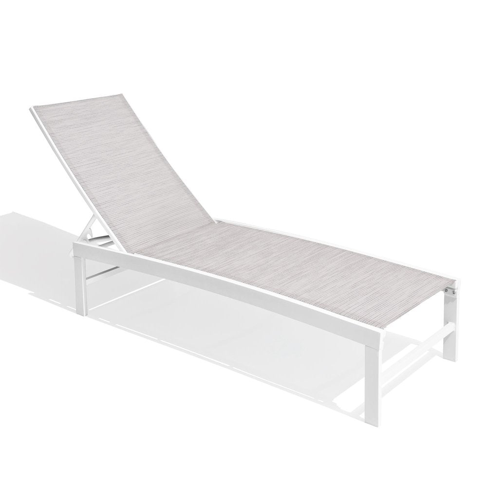 Silver Aluminum Six Position Adjustable Outdoor Chaise Lounge - 60-inch