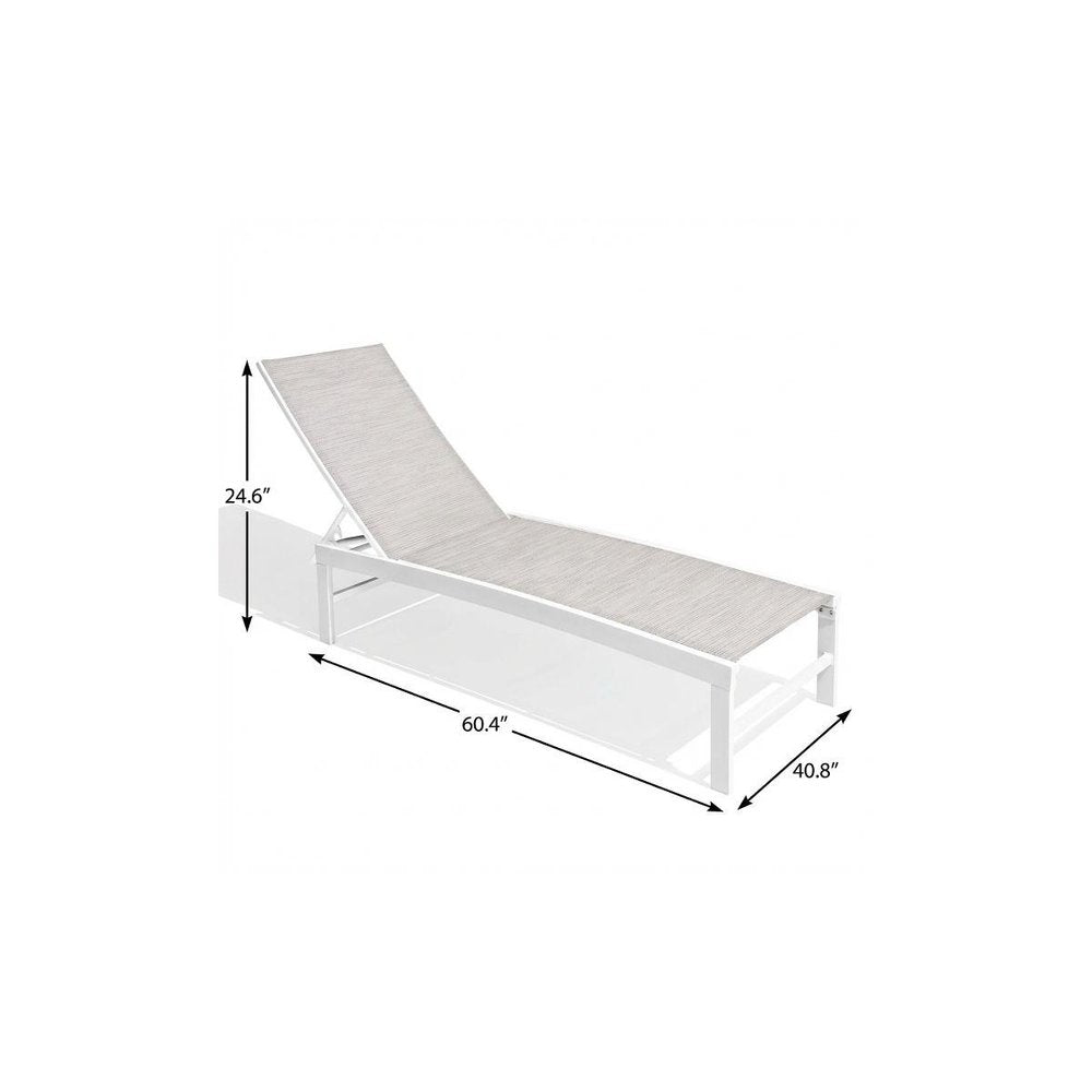 Silver Aluminum Six Position Adjustable Outdoor Chaise Lounge - 60-inch