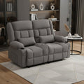 Gray Microfiber Manual Reclining Loveseat with Storage and Toss Pillows