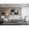 Two Piece White Genuine Leather Five Person Seating Set