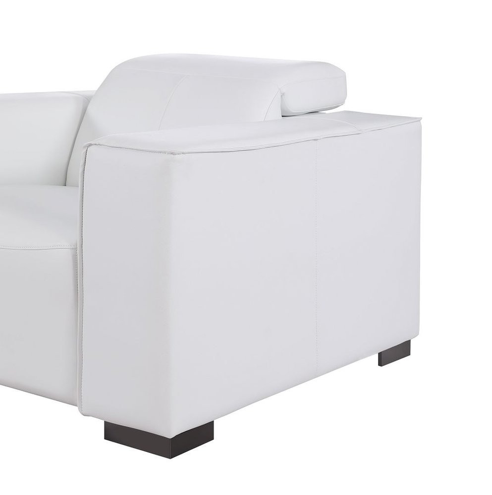 Two Piece White Genuine Leather Five Person Seating Set