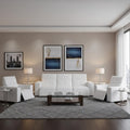 Two Piece White Genuine Leather Five Person Seating Set