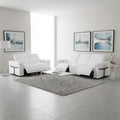 Two Piece White Italian Leather Five Person Seating Set