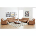 Two Piece Chestnut Italian Leather Five Person Seating Set