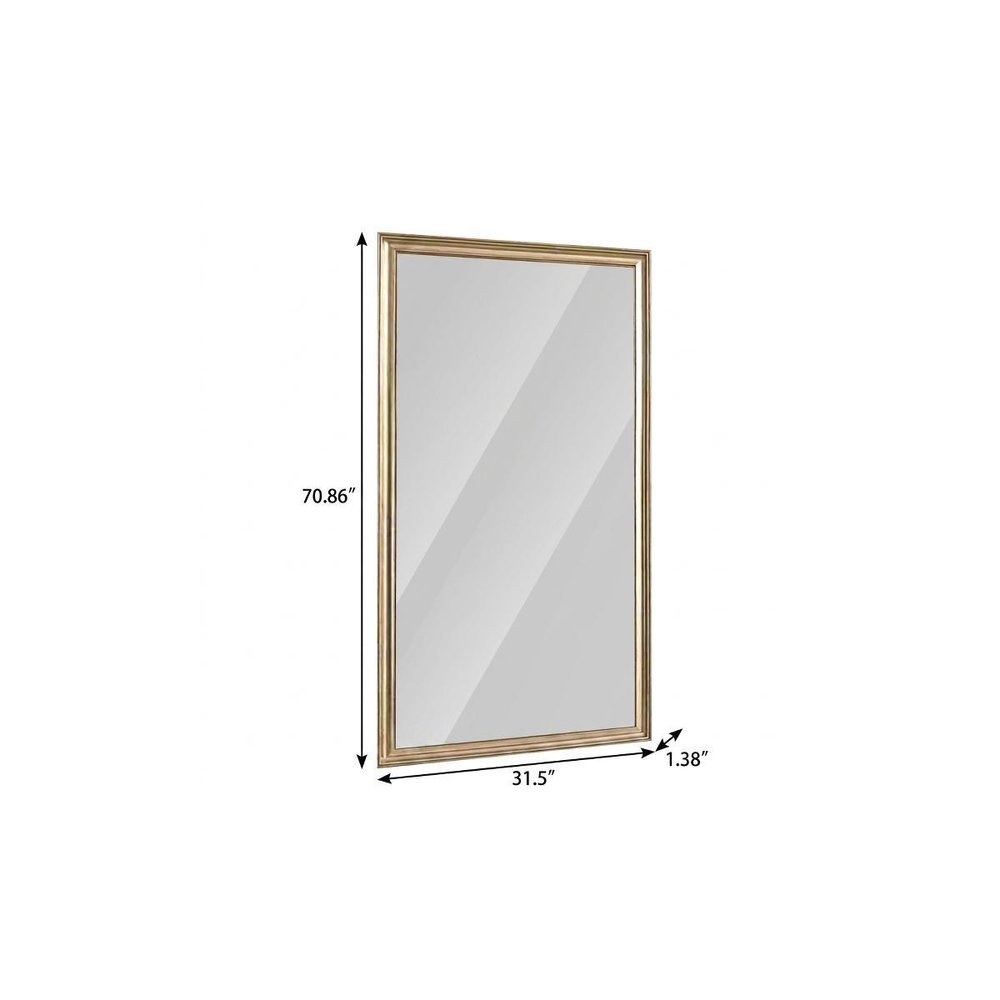 Golden Brown Wood Wall Mounted and Leaning Framed Full Length Mirror - 71-inch