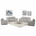 Two Piece Light Gray Leather Five Person Seating Set