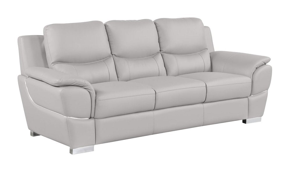 Two Piece Light Gray Leather Five Person Seating Set