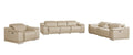 Three Piece Beige Genuine Leather Six Person Seating Set