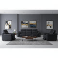 Three Piece Black Genuine Leather Six Person Seating Set