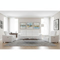 Three Piece White Genuine Leather Six Person Seating Set