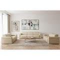 Three Piece Beige Italian Leather Six Person Seating Set