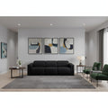 Three Piece Black Italian Leather Six Person Seating Set