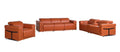 Three Piece Camel Italian Leather Six Person Seating Set