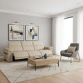 Three Piece Beige Italian Leather Six Person Seating Set