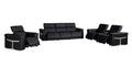 Three Piece Black Italian Leather Six Person Seating Set