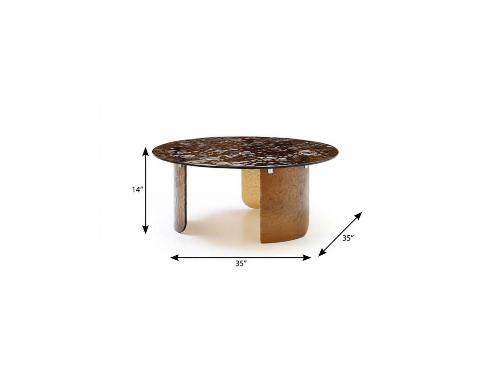 Bronze Glass Round Coffee Table - 35-inch