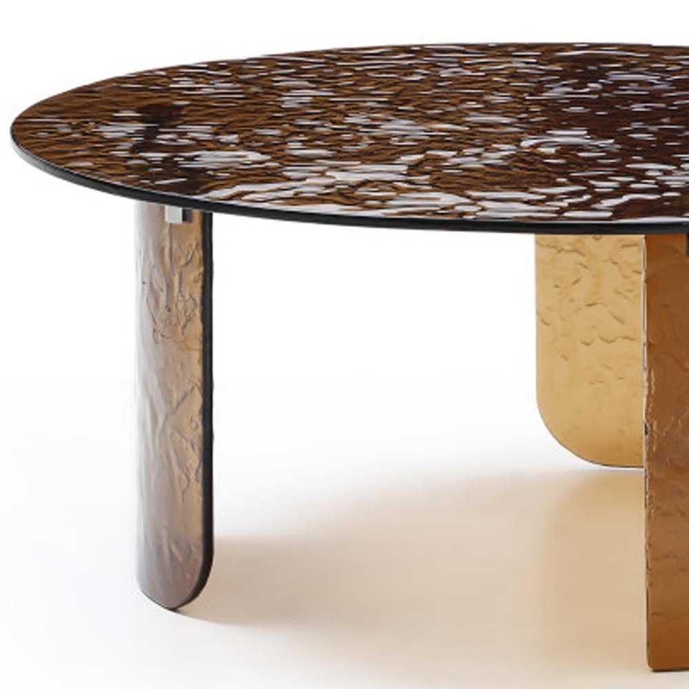 Bronze Glass Round Coffee Table - 35-inch