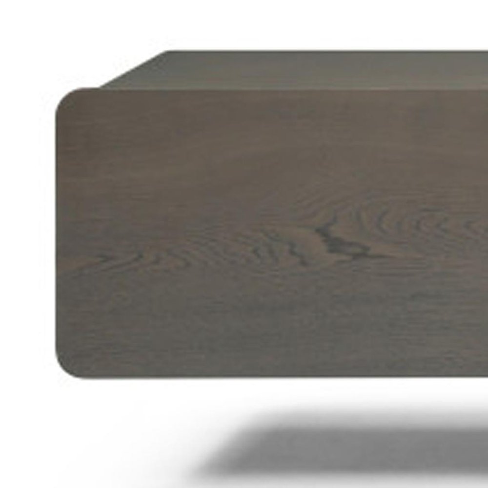 Ash Gray and Nickel Wood and Stainless Steel Enclosed Storage TV Stand
