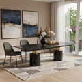 Black and Gold Marble and Steel Double Pedestal Base Dining Table - 180-inch