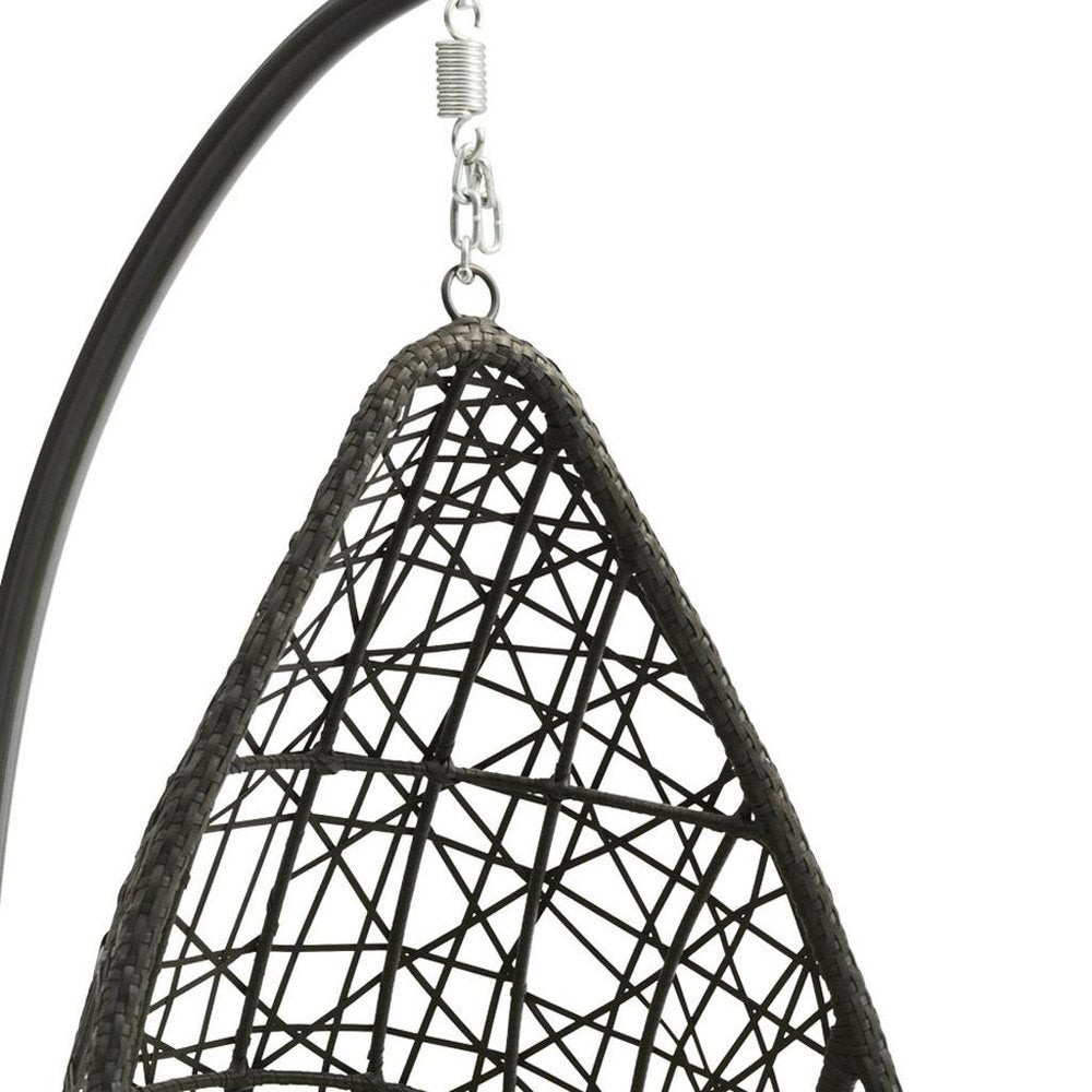 Dark Gray Aluminum Outdoor Rocking Egg Chair with White Cushion