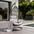 Dark Gray Aluminum Outdoor Rocking Egg Chair with White Cushion