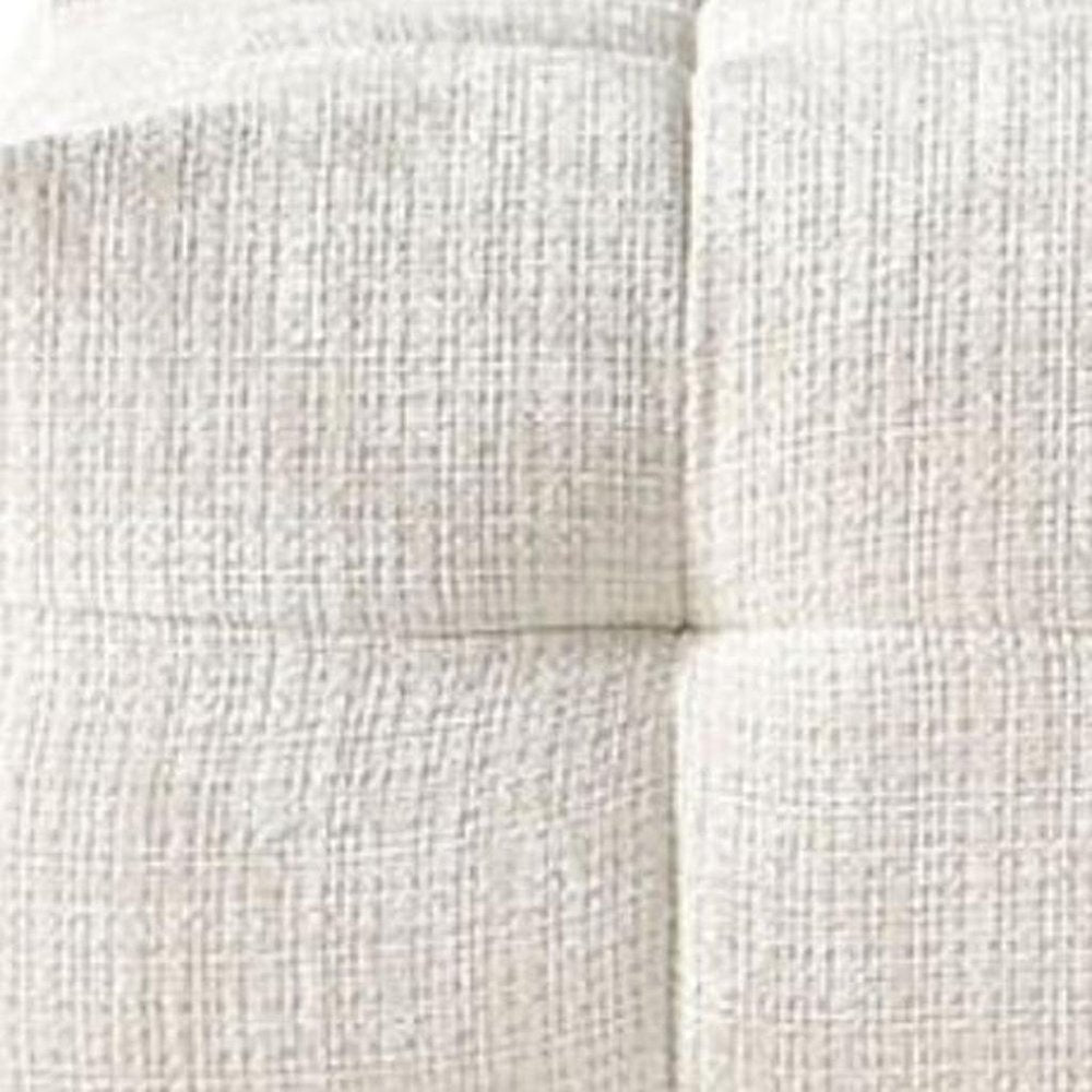 Beige and Black Chenille Tufted Pouf Ottoman - 36-inch